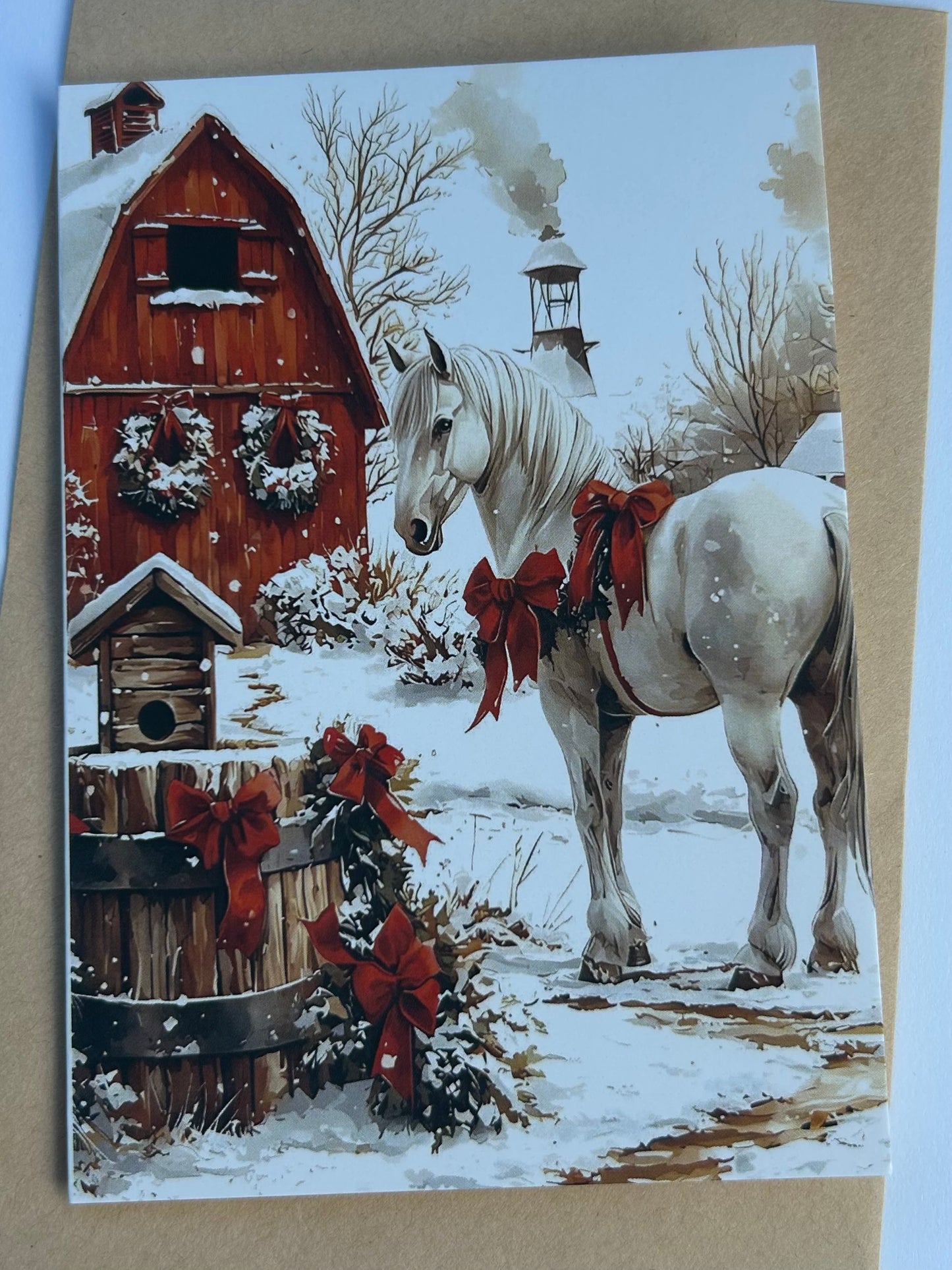 Snow White Horse Christmas Card