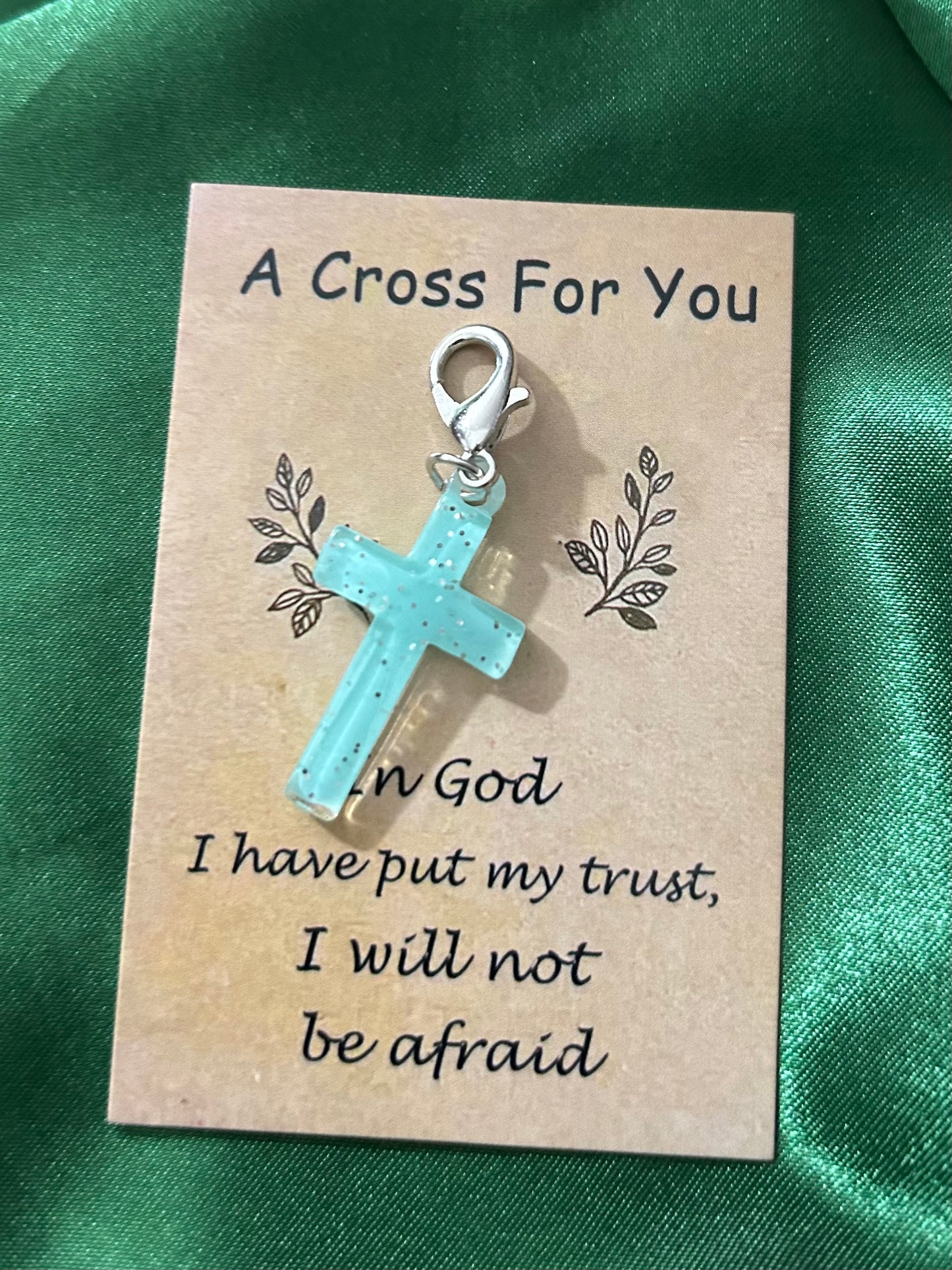 Glitter Cross Keychain Charm