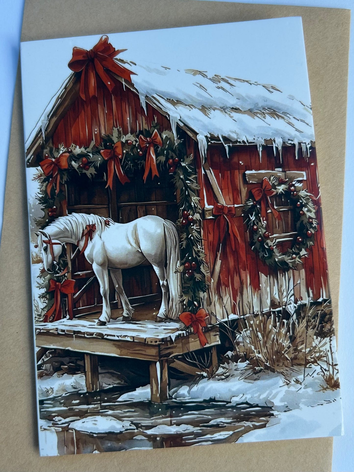 Snow White Horse Christmas Card
