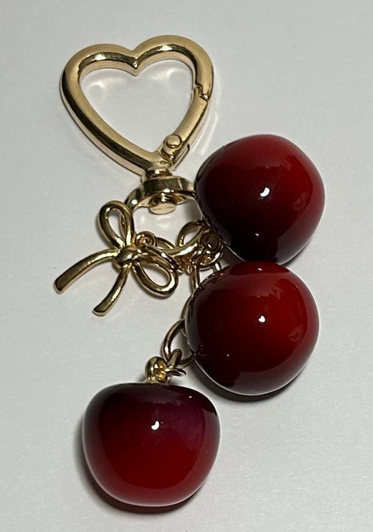Cherries and Bow Keychain