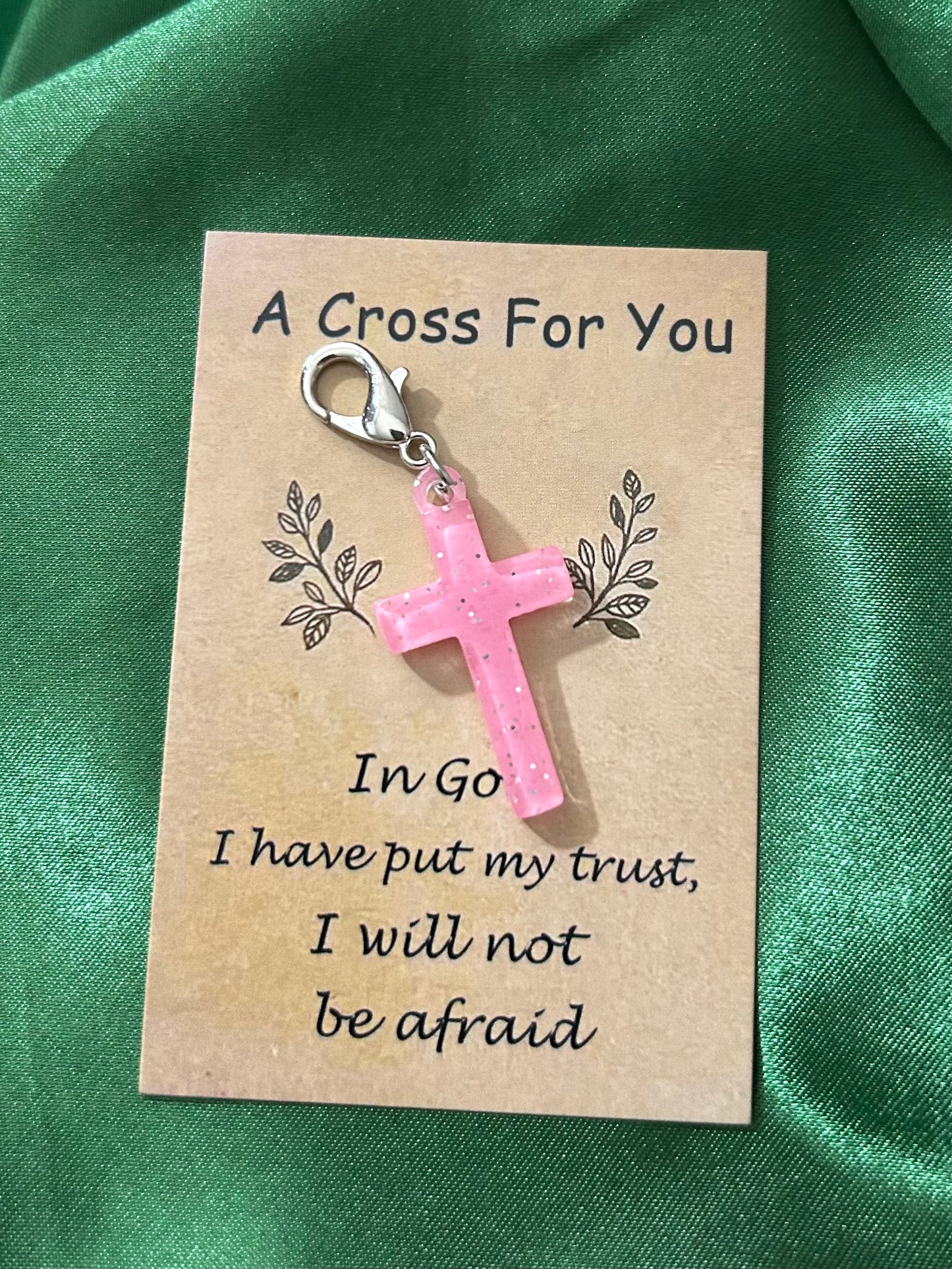 Glitter Cross Keychain Charm