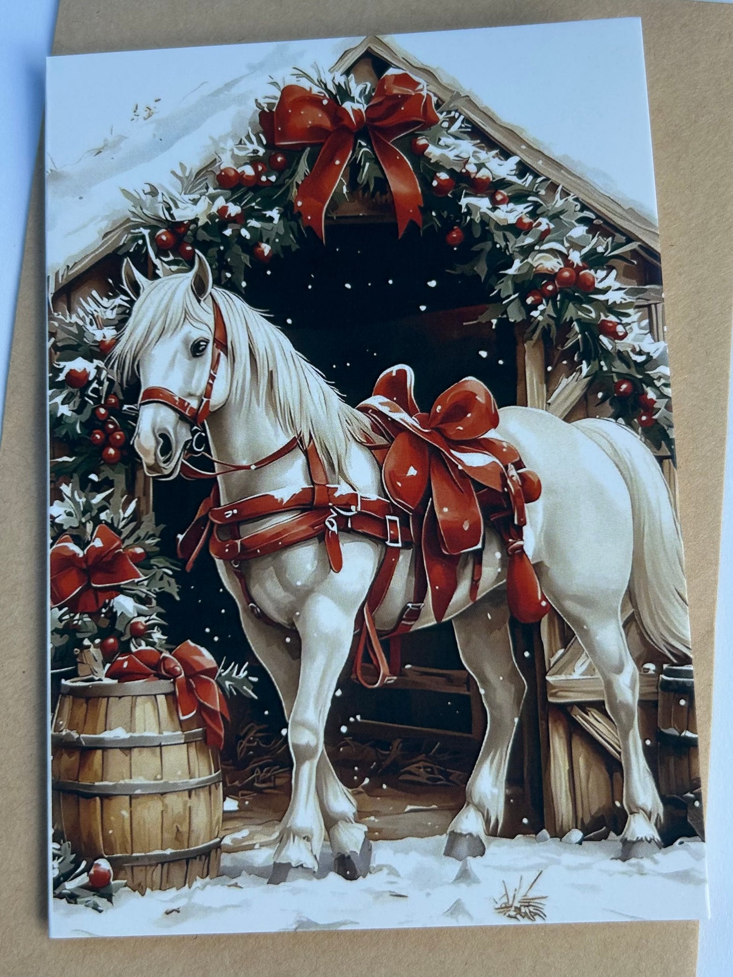 Snow White Horse Christmas Card