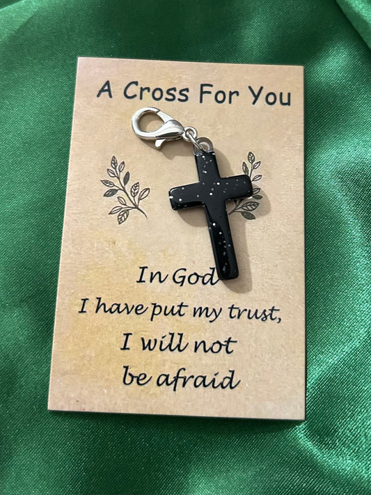 Glitter Cross Keychain Charm