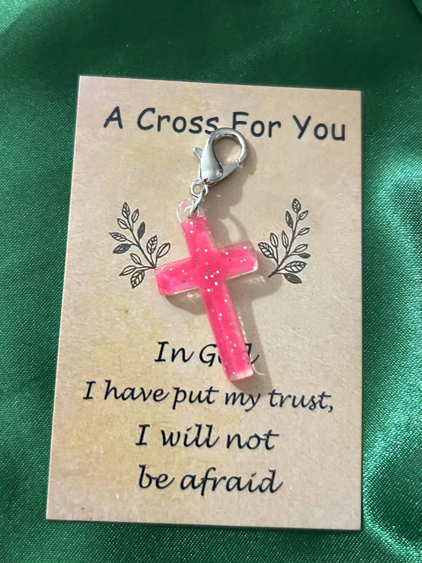 Glitter Cross Keychain Charm