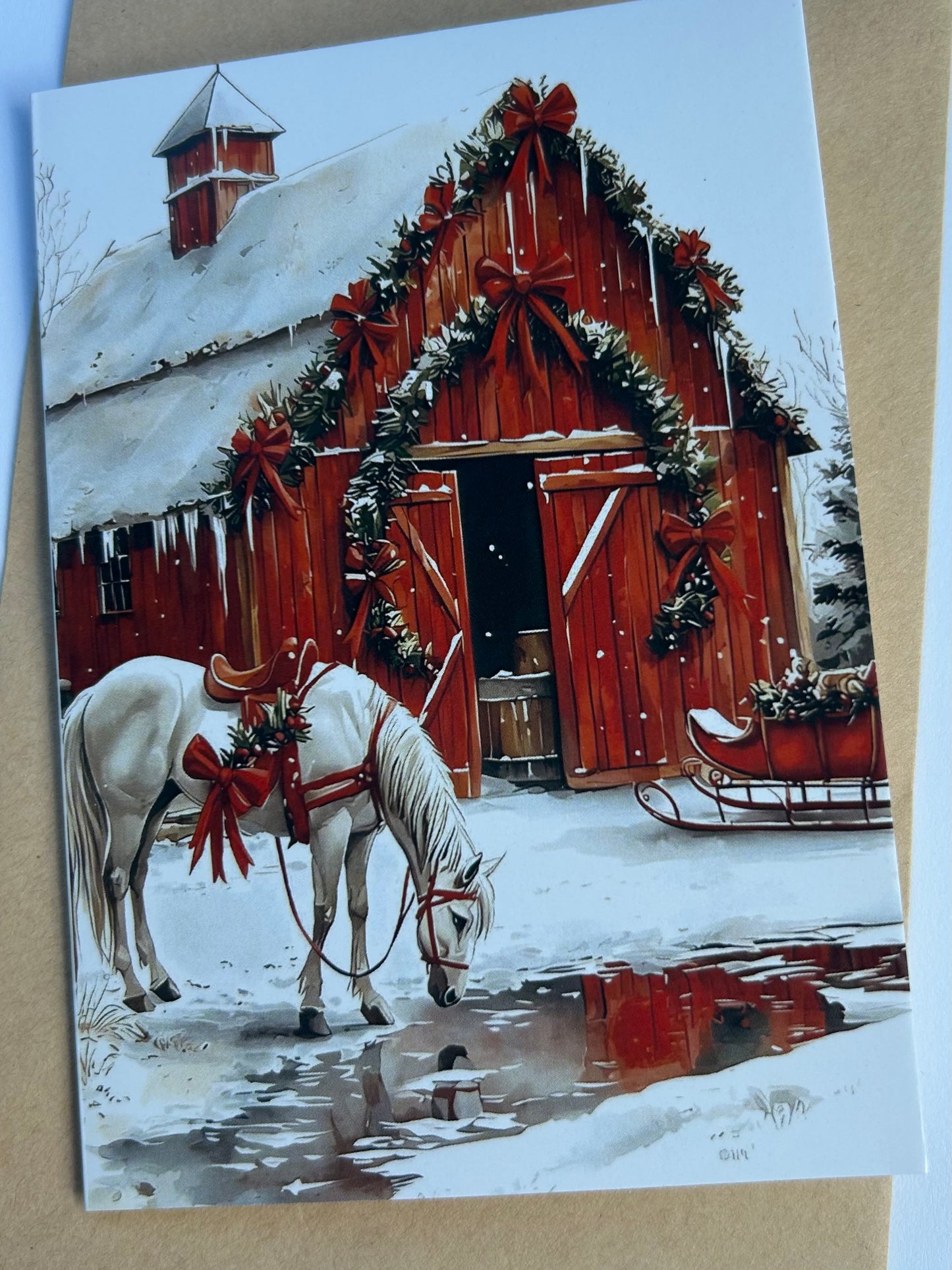 Snow White Horse Christmas Card
