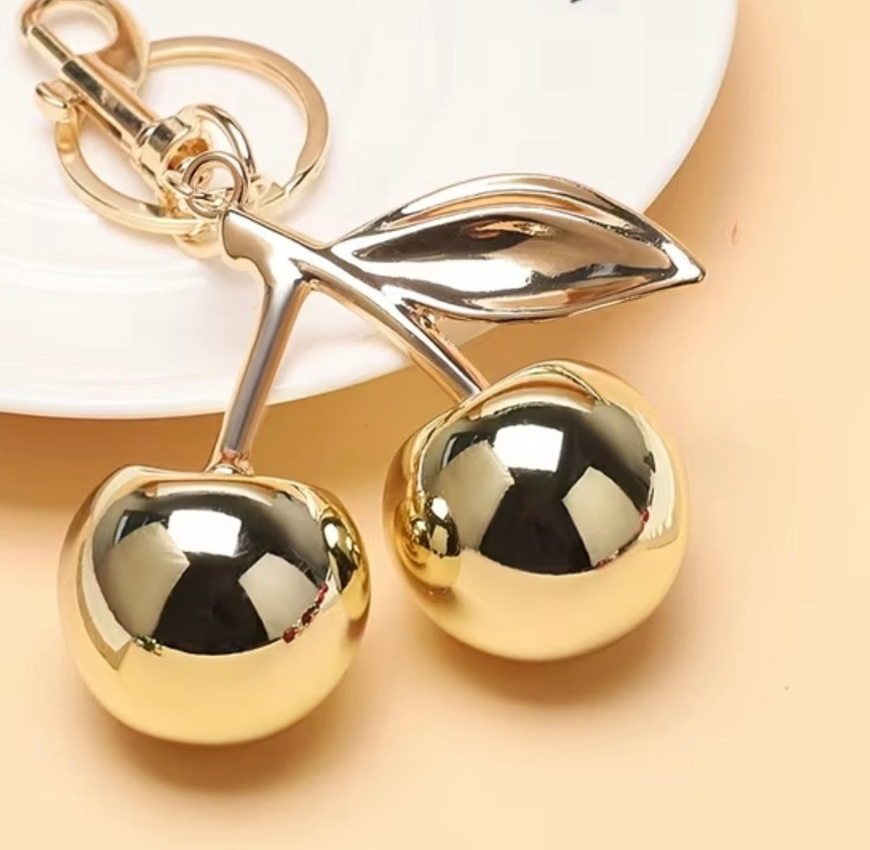 Gold Cherry Keychain