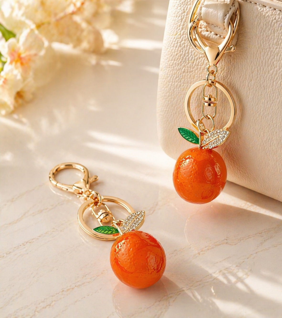 Orange Bag Charm Keychain