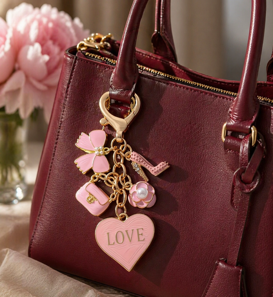 Pink Heart Girly Keychain